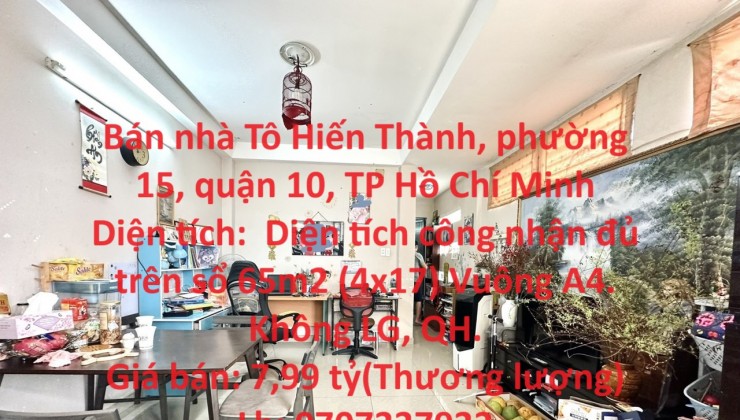 Bán nhà Tô Hiến Thành, phường 15, quận 10, TP Hồ Chí Minh